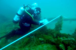 Tyler Ball (MU ANT, 2013) Dives on the "Atlanta" in Lake Michigan, 2016