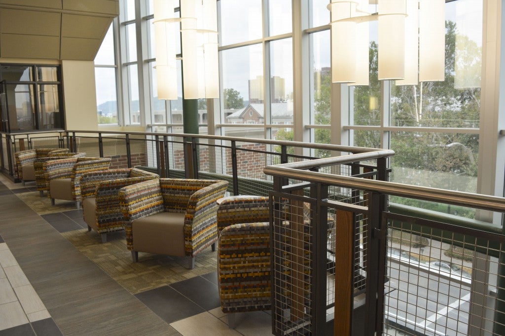 The atrium in the Engineering Complex lets natural light in, reducing energy costs.