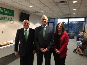 Left to right. President Gary G. White, MOVC Director Homer K. Preece, MOVC Associate Director Sheila Fields 