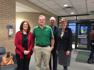 Left to right. Sheila Fields, Bravin M. Hughart, Homer K. Preece, Ginny Painter