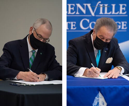 J. Gilbert, M. Manchin signing MOU, 03-15-21