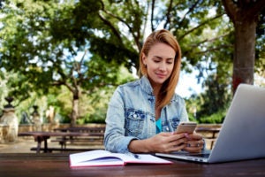 Student at computer